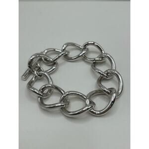 Monet Silver‎ Tone Chain Charm Bracelet Toggle Claw Clasp 8"
